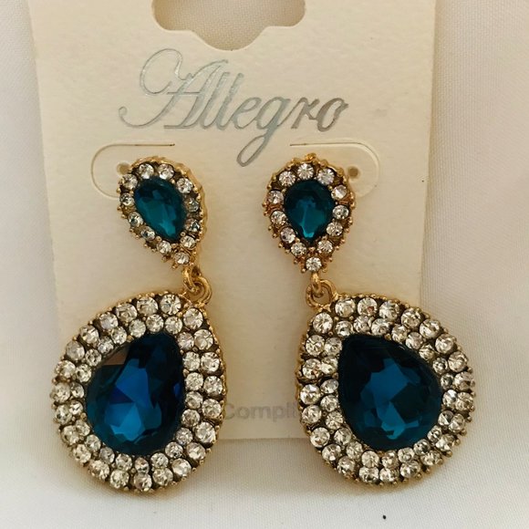 Allegro Jewelry - Beautiful Blue Jeweled/Crystal Earrings